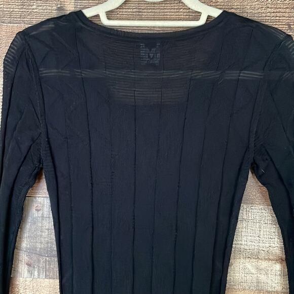 M by Missoni Open Knit V-Neck Dress Cropped Sleeves Solid Black Size XS 0 2 4 - Picture 11 of 15